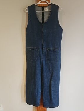 Dark Denim Sleeveless Jumpsuit with Front And Back Zipper